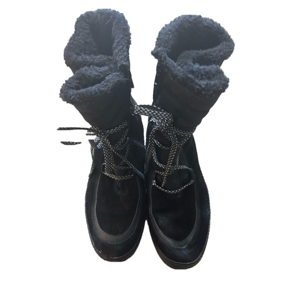 BareTraps Lancy Black Suede Winter Boots with Faux Fur Lining.   Size 7.5